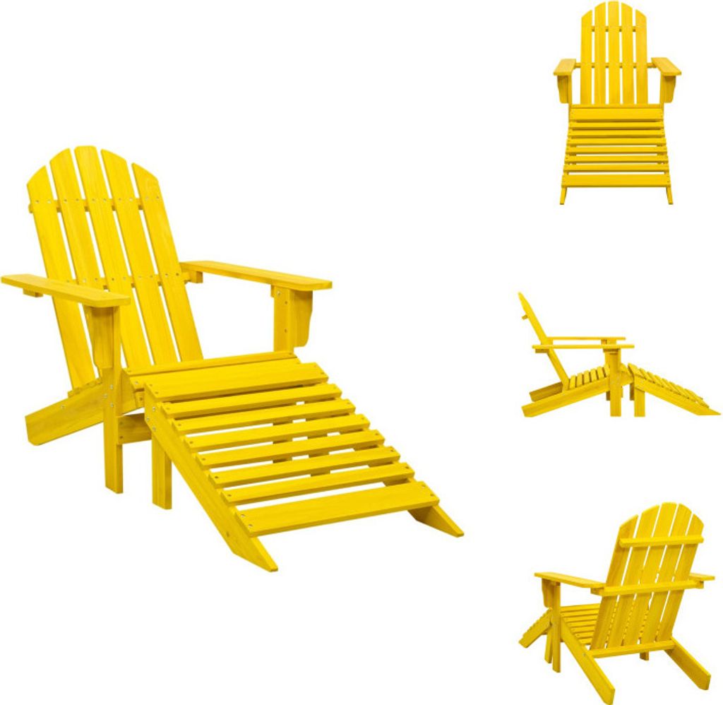 vidaXL Adirondack-Gartenstuhl mit Fußstütze Massivholz Tanne Gelb - Gartenstühle