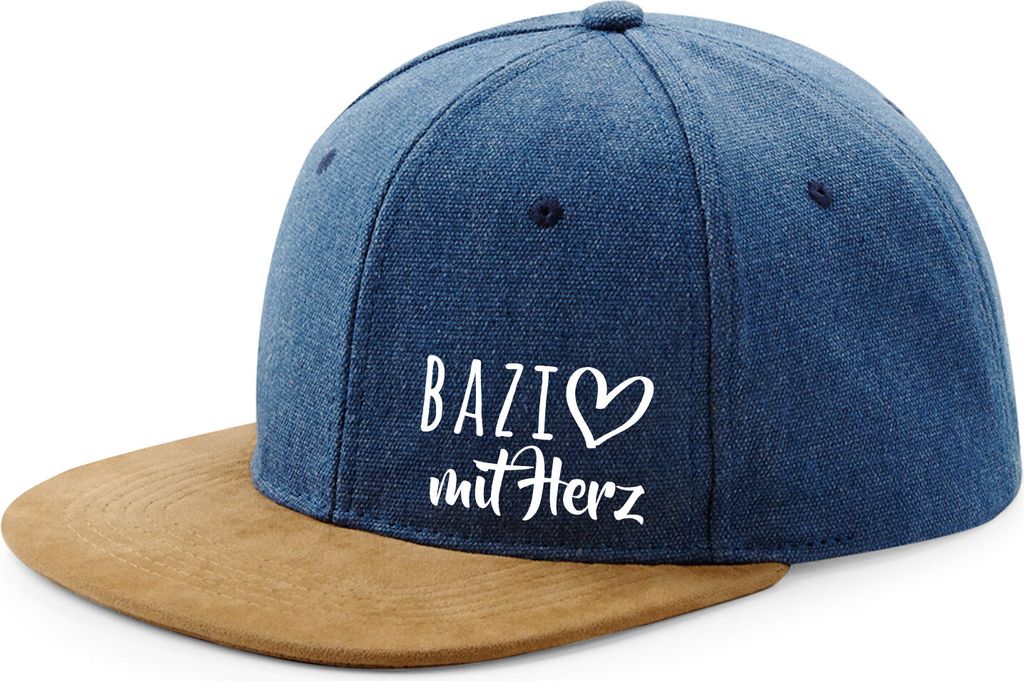 Huuraa Cappy Mütze Bazi mit Herz Denim Baumwolle und Polyester Snapback Kappe Geschenkidee