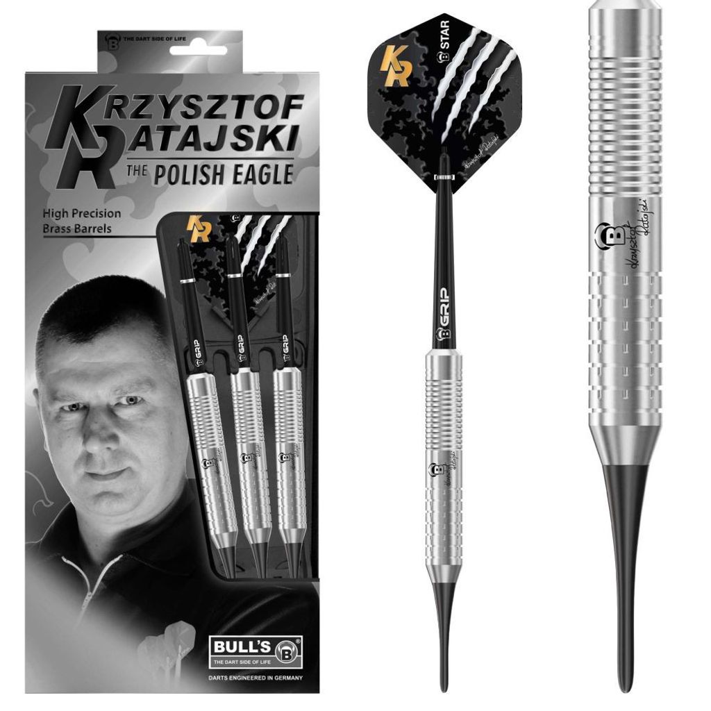Bull's unisex neutral Krzysztof Ratajski Brass Silver Dartpfeile Darts-Set Anfänger white claw 18 Gramm