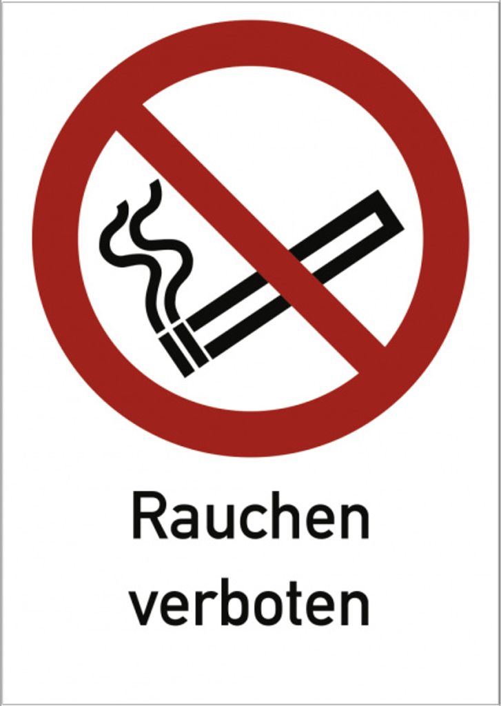Dreifke Schild Rauchen verboten ISO 7010, Kombischild, Kunststoff, 262x371 mm