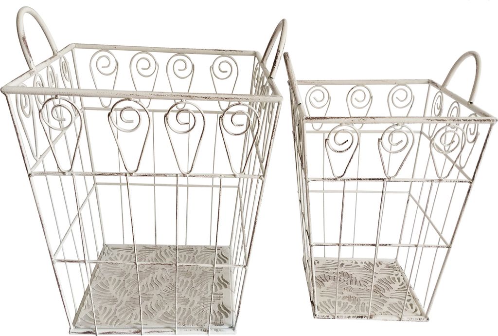 Metallkorb Set 2-teilig Antik Weiß