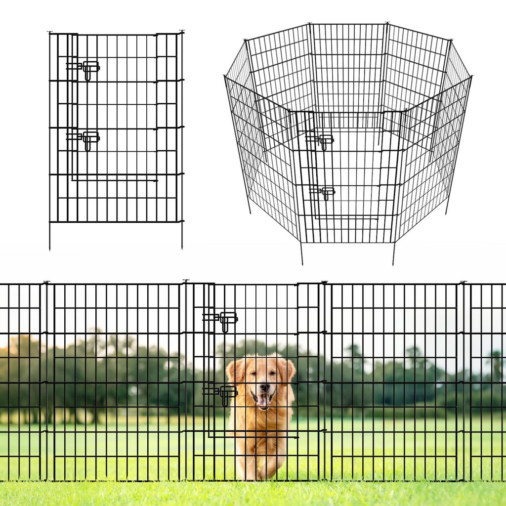 Gartenzaun 5 Paneele 3,5 m, 101 cm H x 71 cm B, Metall, schwarz