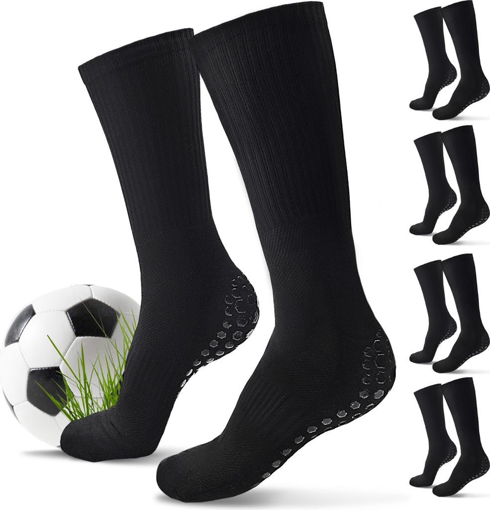 Fussball Grip Socken (schwarz) - Fußballsocken als besondere Geschenkidee 5 Paar