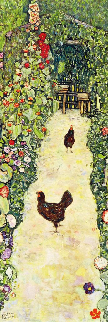 Gustav Klimt Kunstdruck Bild - Gartenweg Mit Hühnern, 1916 (158 x 53 cm)