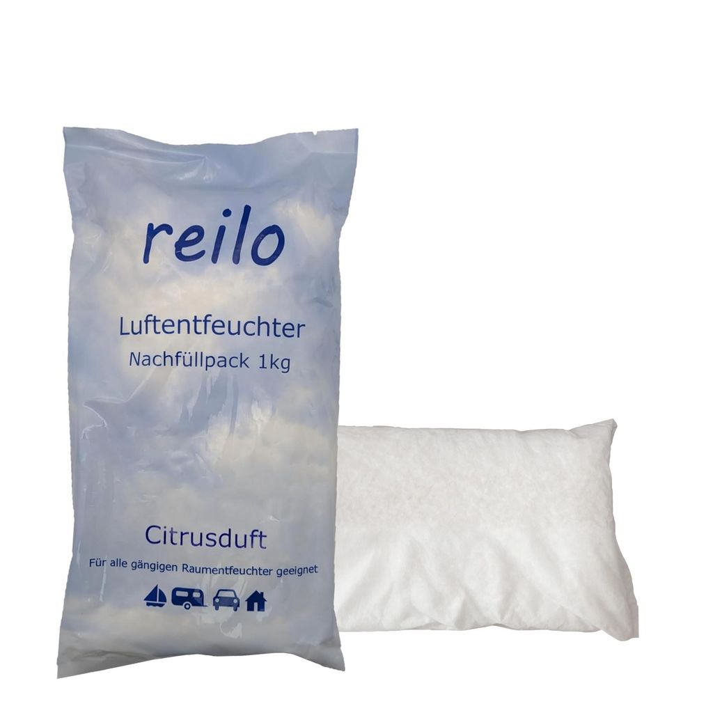 reilo 15x 1kg Citrus-Duft Luftentfeuchter Granulat – Nachfüllbeutel (77 % entwässert) für Keller, Wohnraum & Wohnmobil – gegen Schimmel & Ge...