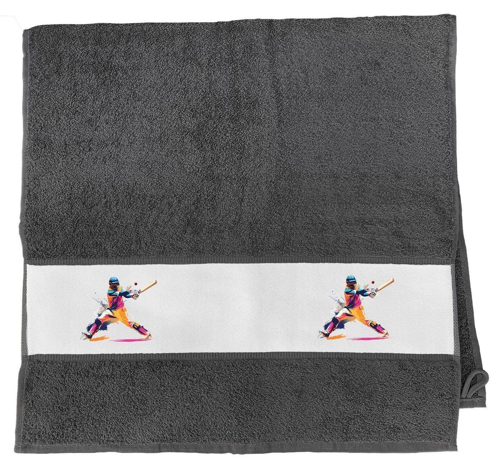 Huuraa Handtuch Baseball Spieler bunte Silhouette 50x100cm Graphite Baumwolle Handtuch Geschenkidee