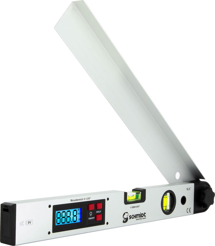 SCHMIDT security tools Winkelmesser Wasserwaage LCD Winkel Neigungsmesser