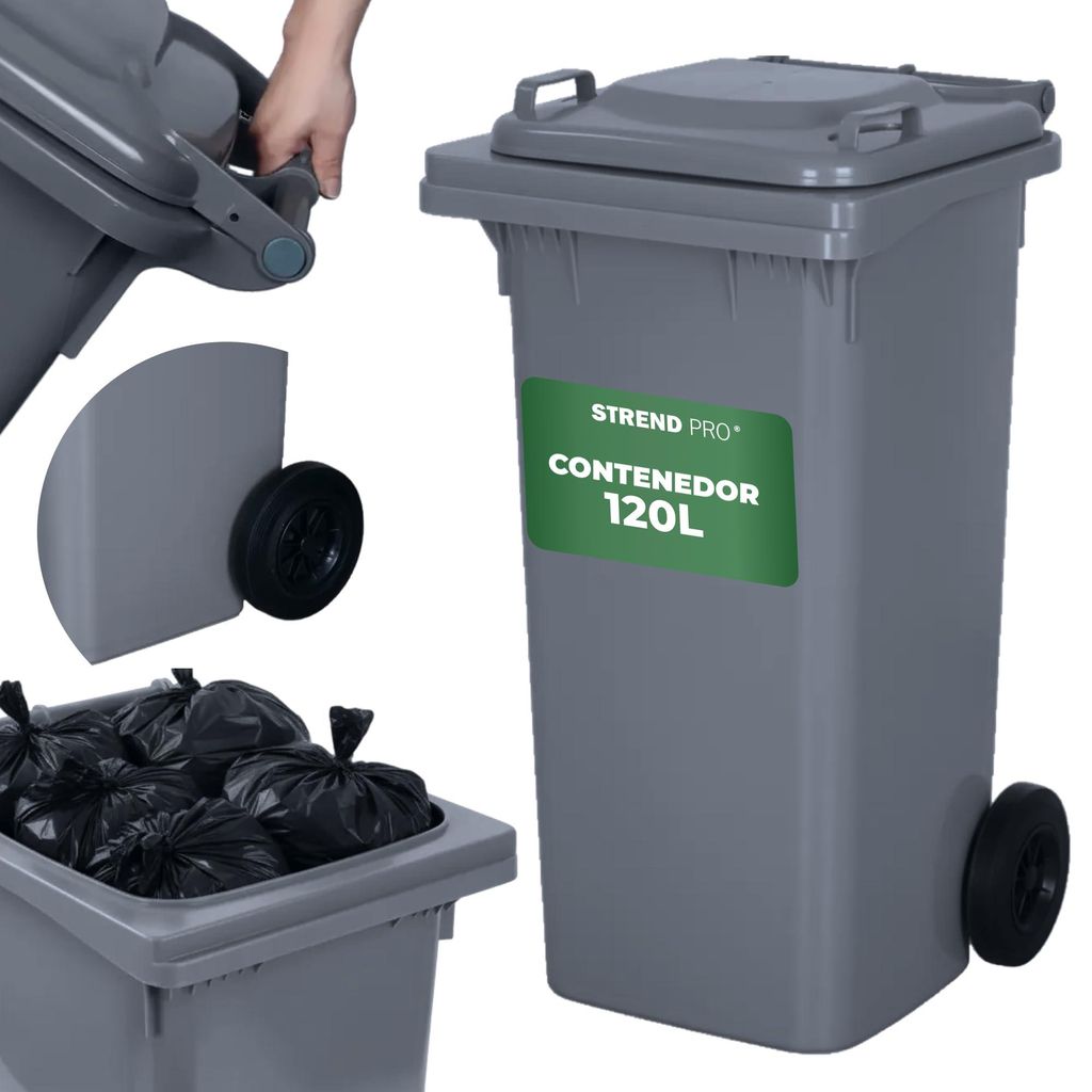Contenedor de residuos con ruedas ICS GB2, 120 l, gris Imagen del producto 