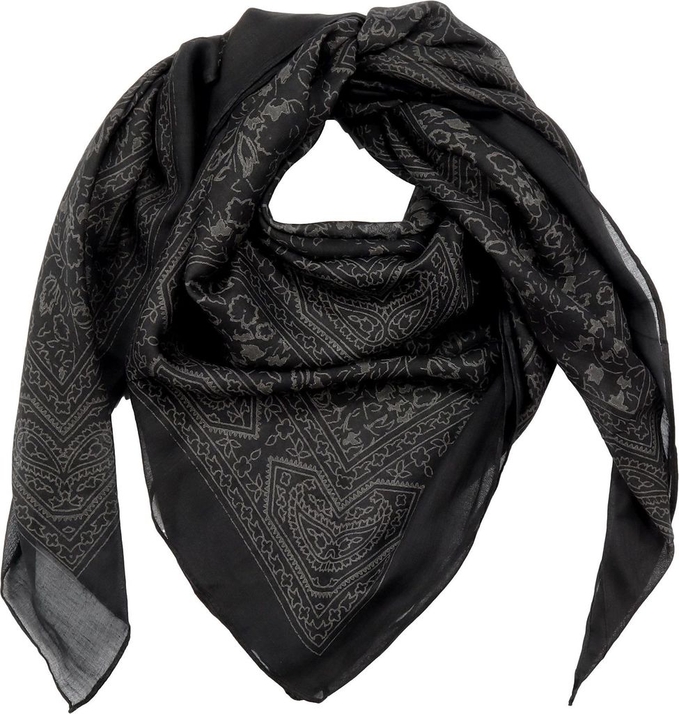 Baumwolltuch Indisches Muster 1 schwarz grau Blumen grau Produktbild 