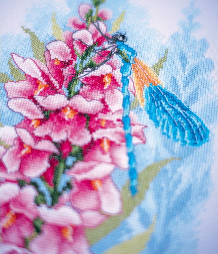 Lanarte Kreuzstich-Set „Dragonfly Treasure Aida“, Stichplan, 22 x 33 cm