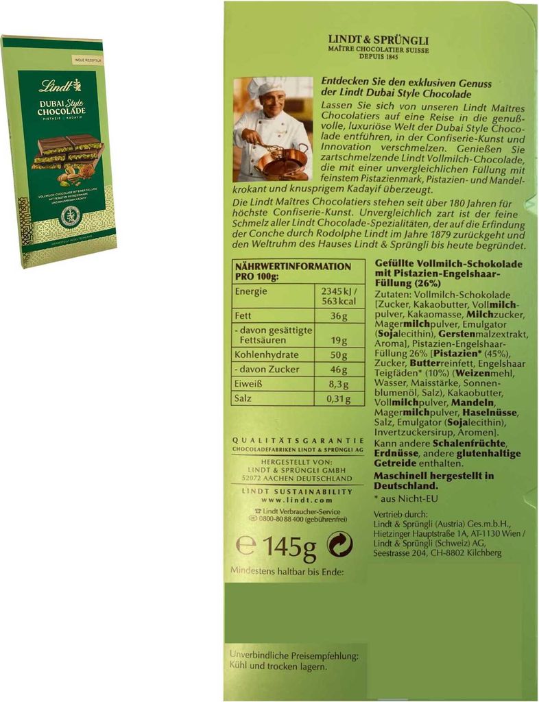Lindt Dubai Style Schokolade 145g Produktbild 3