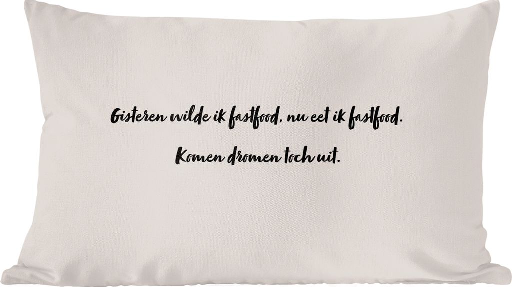 MuchoWow Zierkissen Sofakissen Wohnzimmer Dekokissen 50x30 cm Gestern wollte ich Fast Food - Zitat - Wohnzimmerdekoration - Polster mit Photo