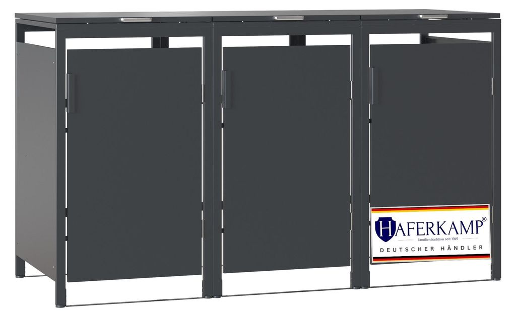 Mülltonnenbox MODUS | 3er | HxBxT 118,5x204x80 cm | für 3 x Produktbild  KI-generiertes Bild