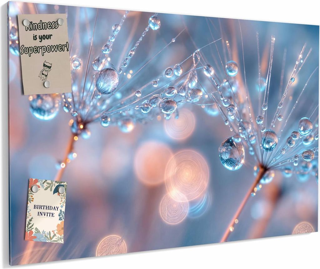 Magnettafel 60x40cm magnetisch & beschreibbar Metall-Board - Wassertropfen Kunst