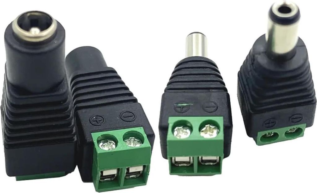 4 Paare hohlstecker DC 5.5mm x 2.1mm, DC Stromstecker Adapter, männlich & weiblich, kompatibel mit Überwachungskameras, LED-Streifen, Netzteil, D...