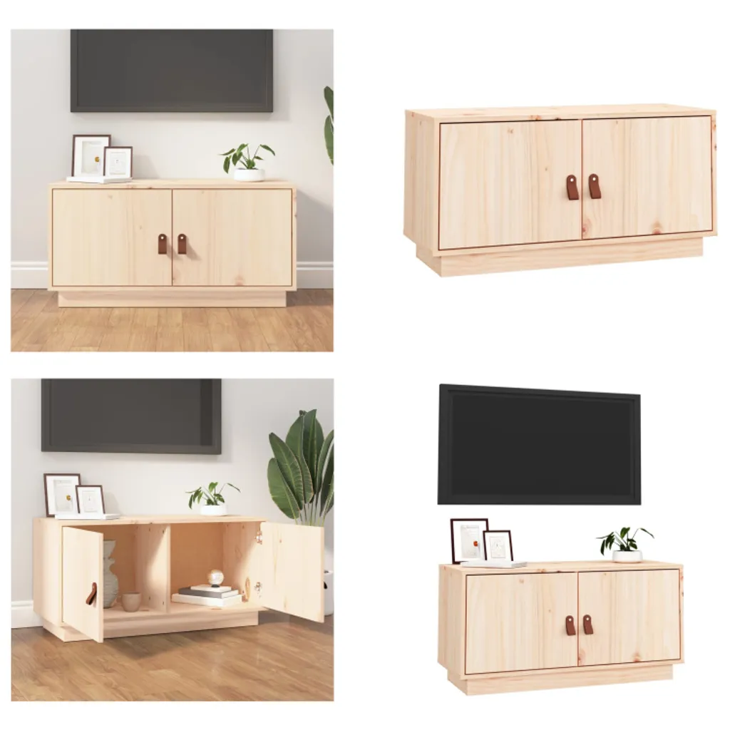 Armoire TV vidaXL 80x34x40 cm - Finition Pin Massif Haute Qualité