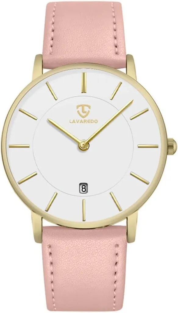 Orologio da polso analogico piatto da donna al quarzo con cinturino in pelle/silicone, data, 2 lancette, cassa da 39 mm