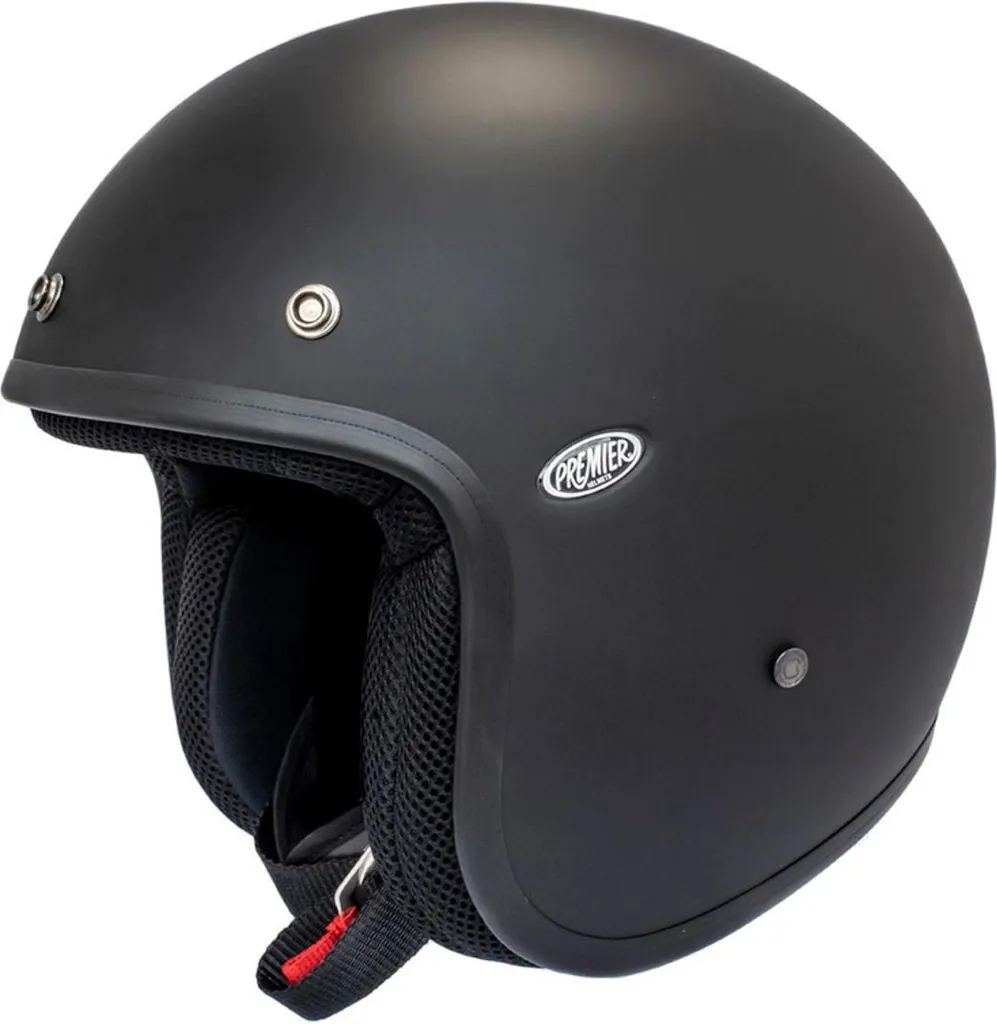 Casque Jet Rétro Premier Vintage Noir Mat - Idéal Moto Custom et Café Racer