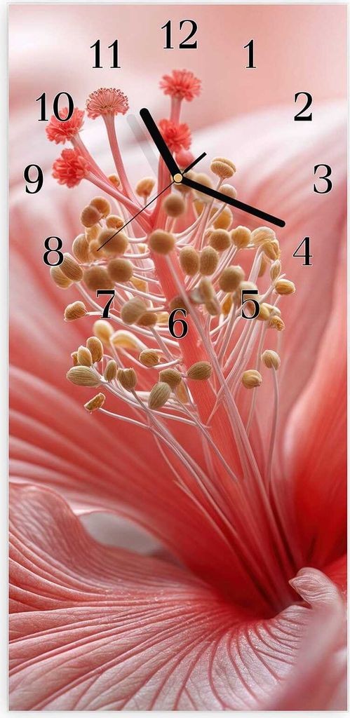 Wanduhr aus Glas mit Motiv Blumenzauber- 30 x 60 cm - inkl. Aufhängesystem