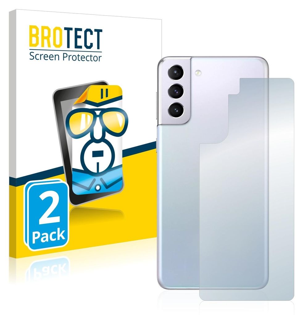 A product packaging for a screen protector, with a phone and a cartoon character on it, and the screen protector itself is shown next to it.
