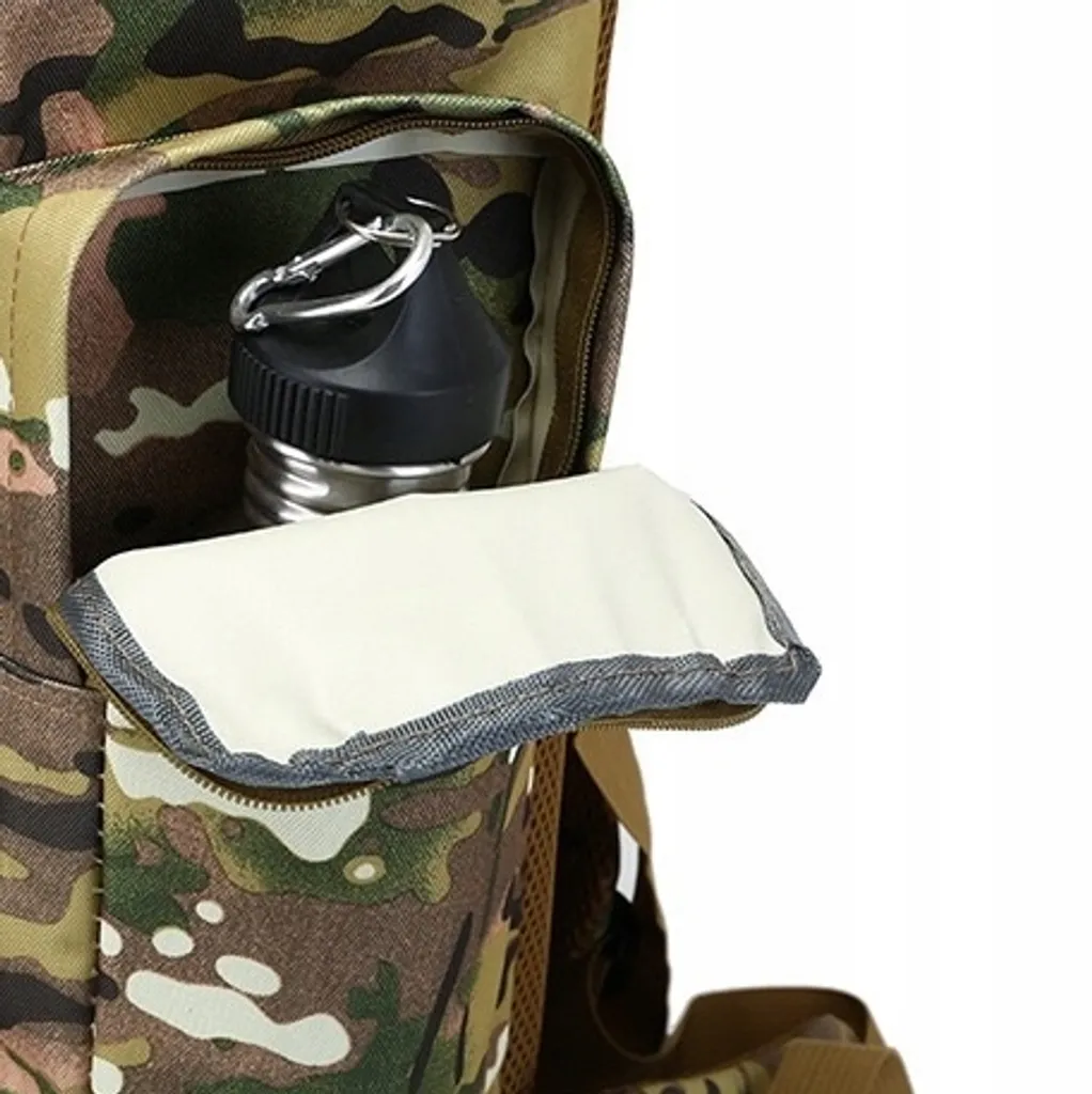 Sac à dos 70L imperméable vert avec compartiments tactiques modulables