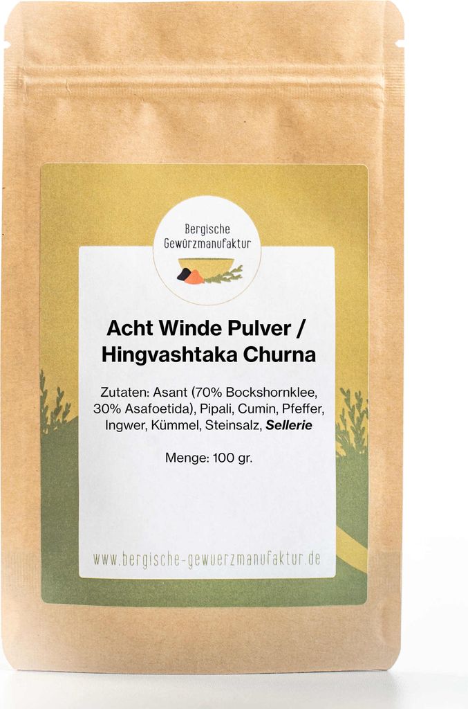 Acht Winde Pulver /  Hingvashtaka Churna. Ayurvedische Produktbild 