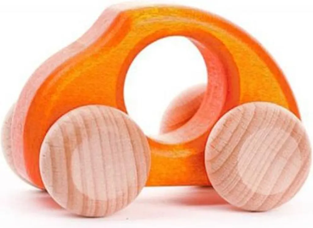Voiture Beetle en Bois Incassable Orange - Stop aux Jouets Plastiques