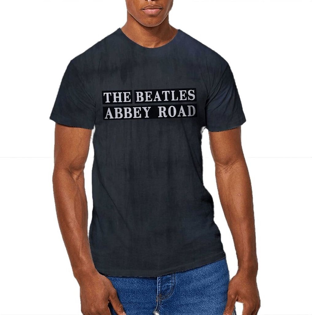 The Beatles - "Abbey Road" T-Shirt Farbgetaucht für Herren/Damen Uni RO3045 (XXL) (Schwarz)