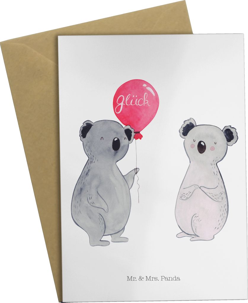 Mr. & Mrs. Panda babykarte Koala Luftballon - Weiß - Geschenk, osterkarte, weihnachtskarten, einladungskarten, glückwunschkarten, osterkarten, Pa...