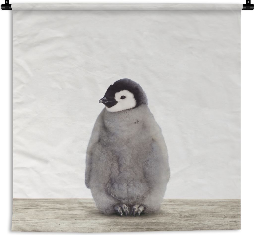 MuchoWow Wandteppich Wandbehang Kinder - Pinguin - Grau - Tiere - Mädchen - Jungen 60x60 cm Tapisserie Dekoration Wandtuch - Dekorationen - Wand...