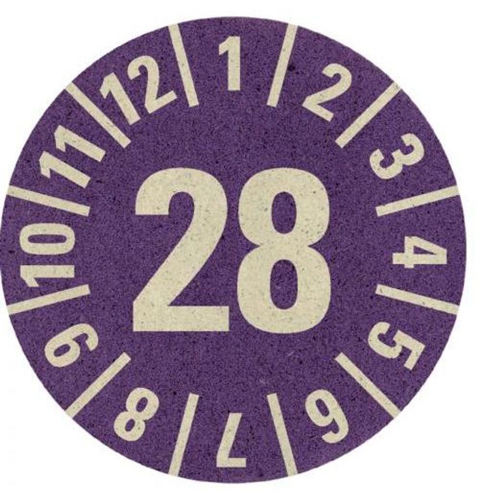 Dreifke® Prüfplakette 28, violett, Graspapier, Produktbild 