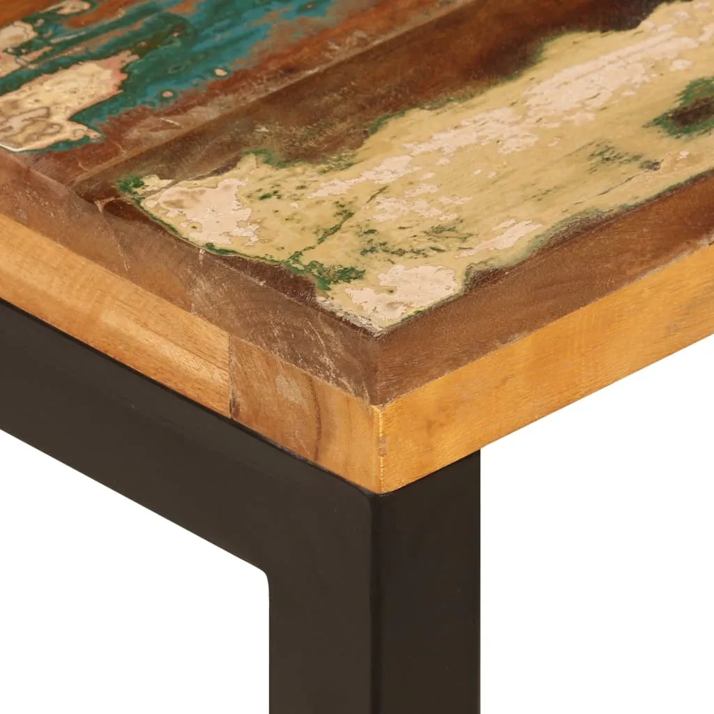 Tavolino 100x50x35 cm in legno di recupero e acciaio - 5
