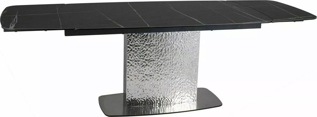 Esstisch Monlero Küchentisch Ceramic 160-240x90x76cm Farbe wählbar ausziehbarschwarz Marmor / Edelstahl