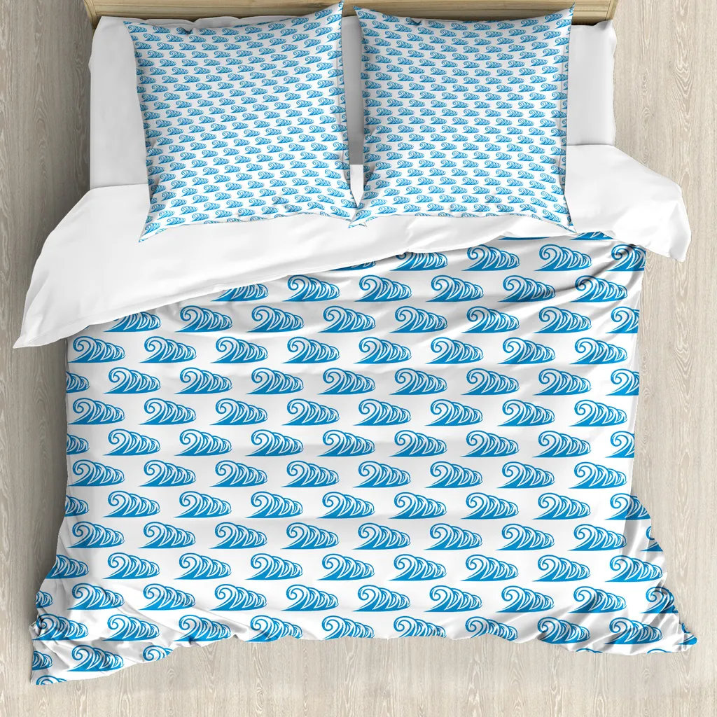 Linge de lit océan 155x220 cm pour allergiques avec taie d'oreiller carrée