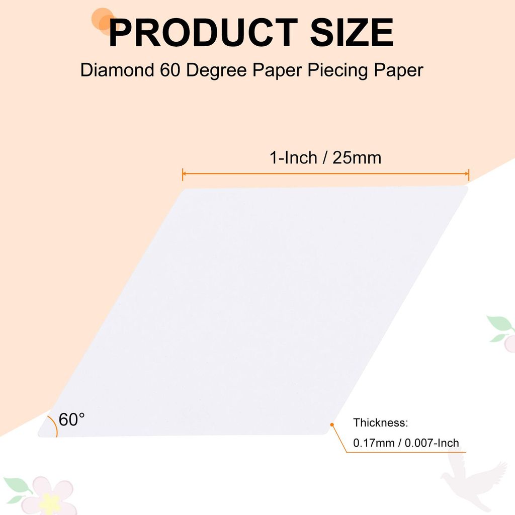 100 Stš¹ck Diamant Papier-Piecing-Papier fš¹r Quilten, 1-Zoll 60-Grad-Raute Englisch Papier-Piecing-Vorlage, Foundation Paper Pieces Patchwork-...