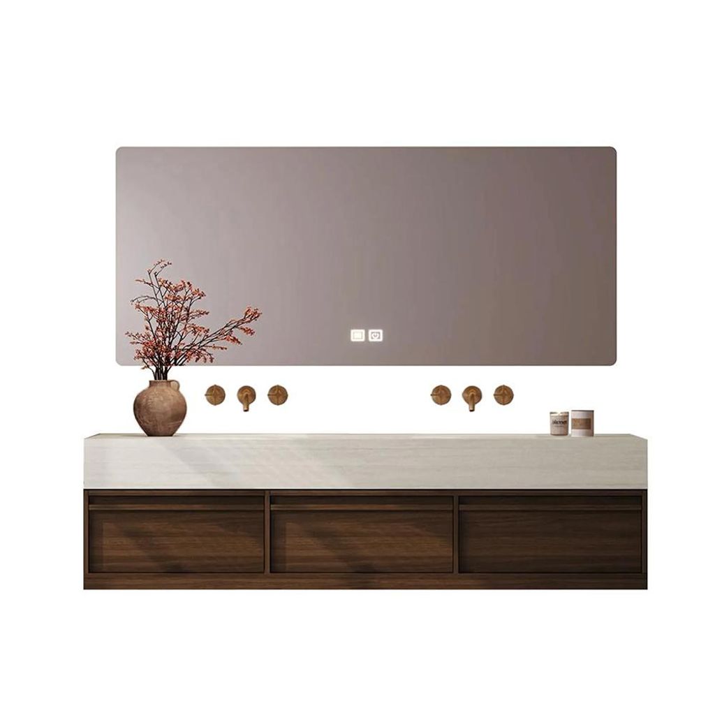 Wandhängendes Badmöbel-Set Travertin-Look mit Sinterstein Produktbild 