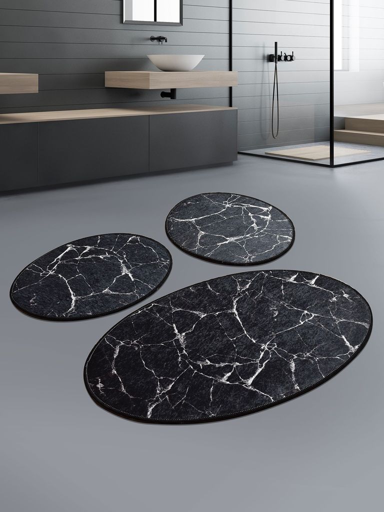 Mijolnir, Marble - Black, rohožka do vane, čierna, Obrázok produktu 