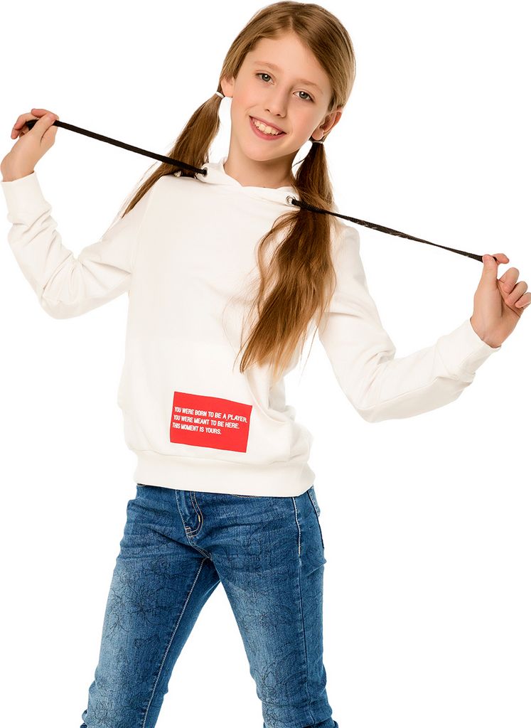 Mädchen-Hoodie Sport - Weiß - 140