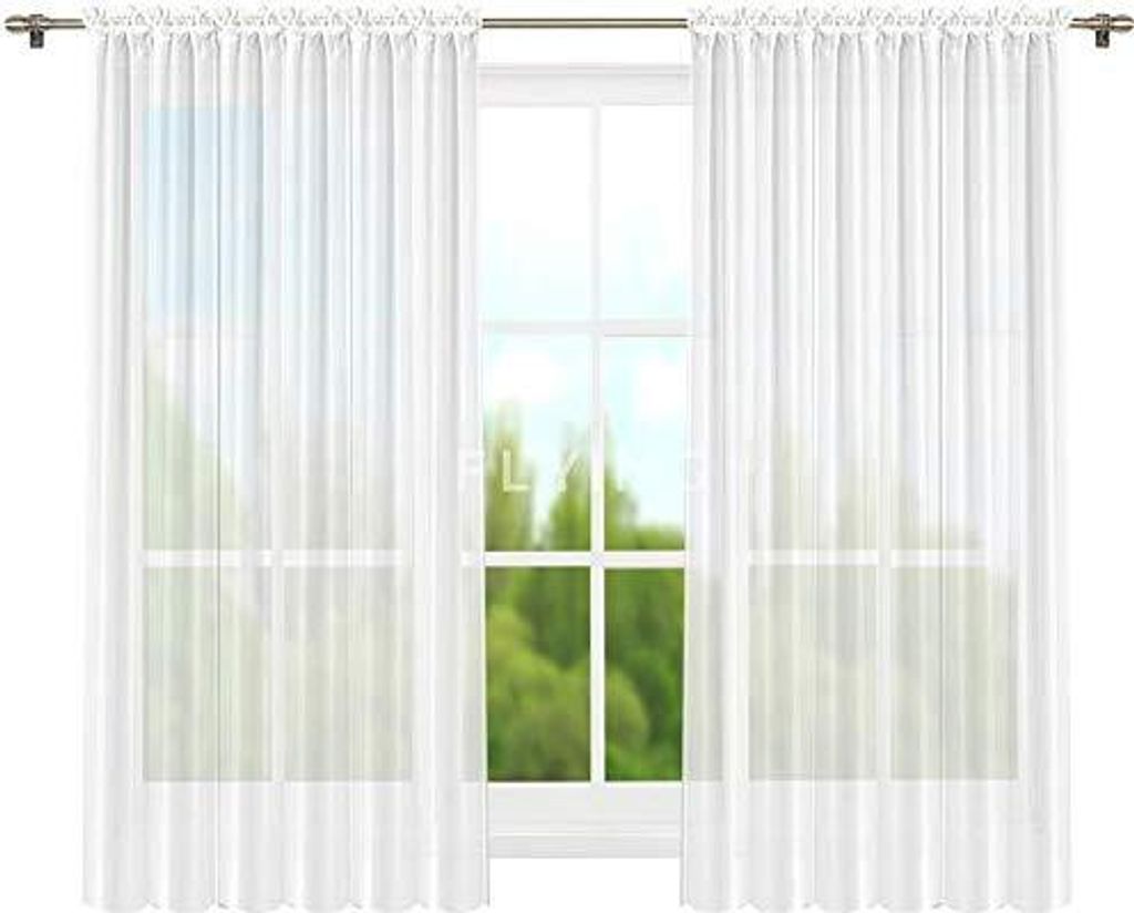 Fertig-Gardine aus Voile 2er Set Wohnzimmer Küche-Gardine LB-PT-CN 145x160 cm