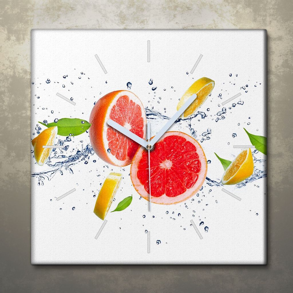 Wohnzimmer Leinwand Uhr Geräuschlos Küche 30x30 Früchte, Spritzen, Motive, weiße Zeiger