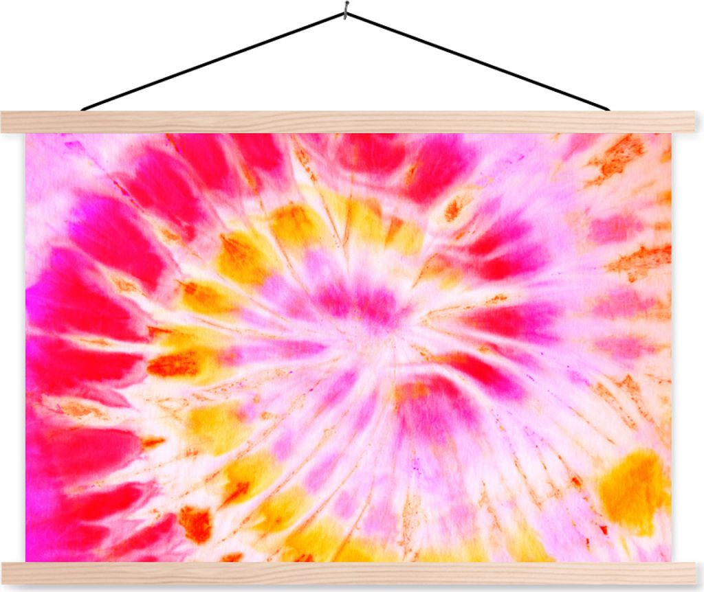 MuchoWow Textilposter Sommer - Krawattenfärbung - Farben 60x40 cm mit holzfarbenen Rahmen - Bilder