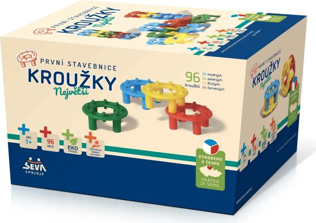 Grands anneaux de construction 96pcs en boîte de rangement dès 12m