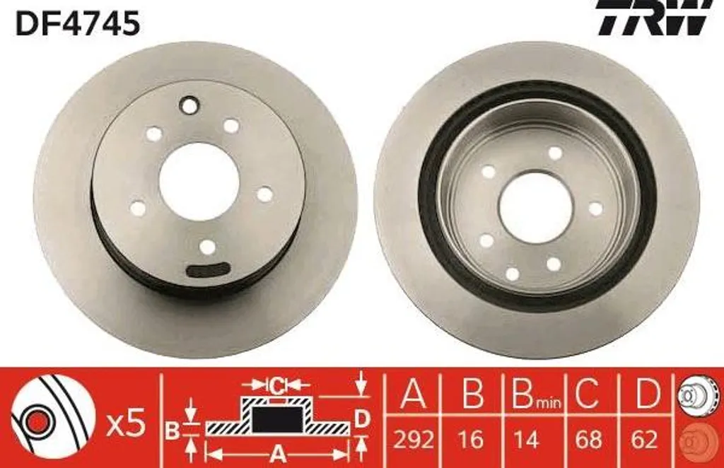 Supprimer les vibrations : Disque de frein TRW DF4745 pour Nissan Leaf
