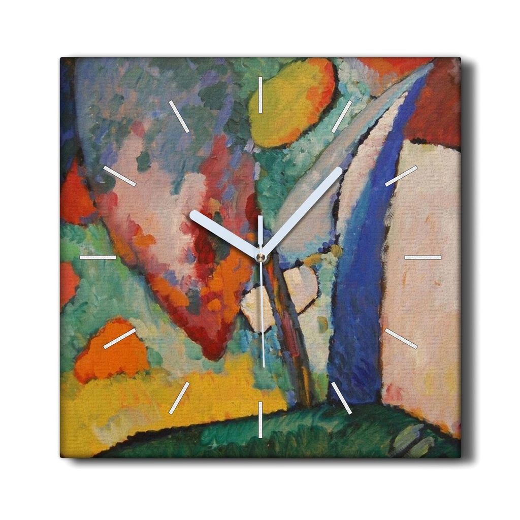 Coloray Hodiny Unikátní 30x30 cm Tiché hodiny Pro obývací pokoj a kuchyň Nástěnné hodiny Plátno Černé ručičky hodin - Kandinsky vodopád