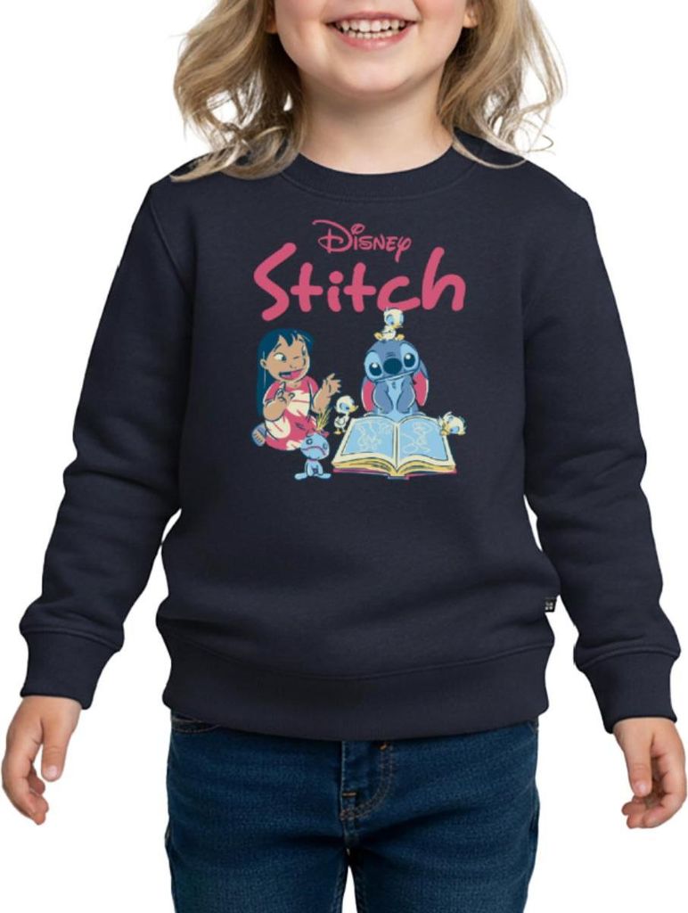 Lilo & Stitch Mit Buch Kinder/Teenager Premium Pullover, 134/140 (8 Jahre), Navy