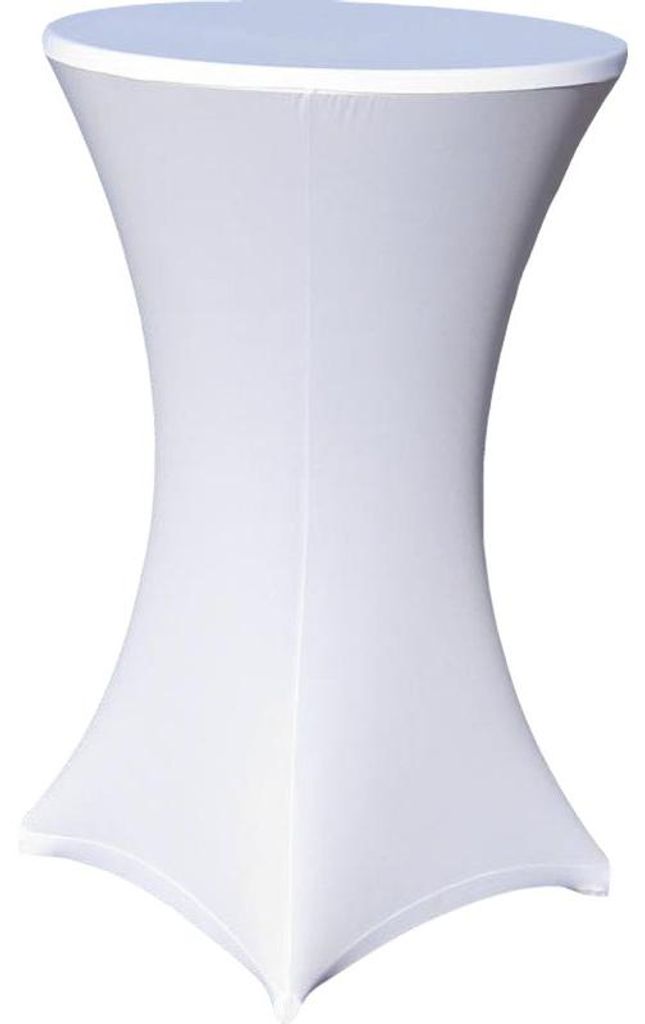 Stehtisch Husse Weiss Ø 80 cm mit Fußlaschen Stretch Produktbild 