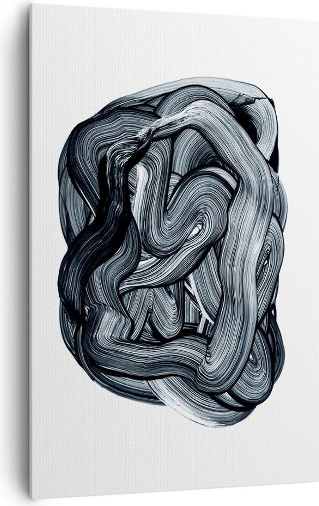 Bild auf Leinwand - Leinwandbild - Einteilig - Abstraktion schwarz verschwommen - 80x120cm - Wand Bild - Wandbilder - Leinwanddruck - Wanddekoratio...