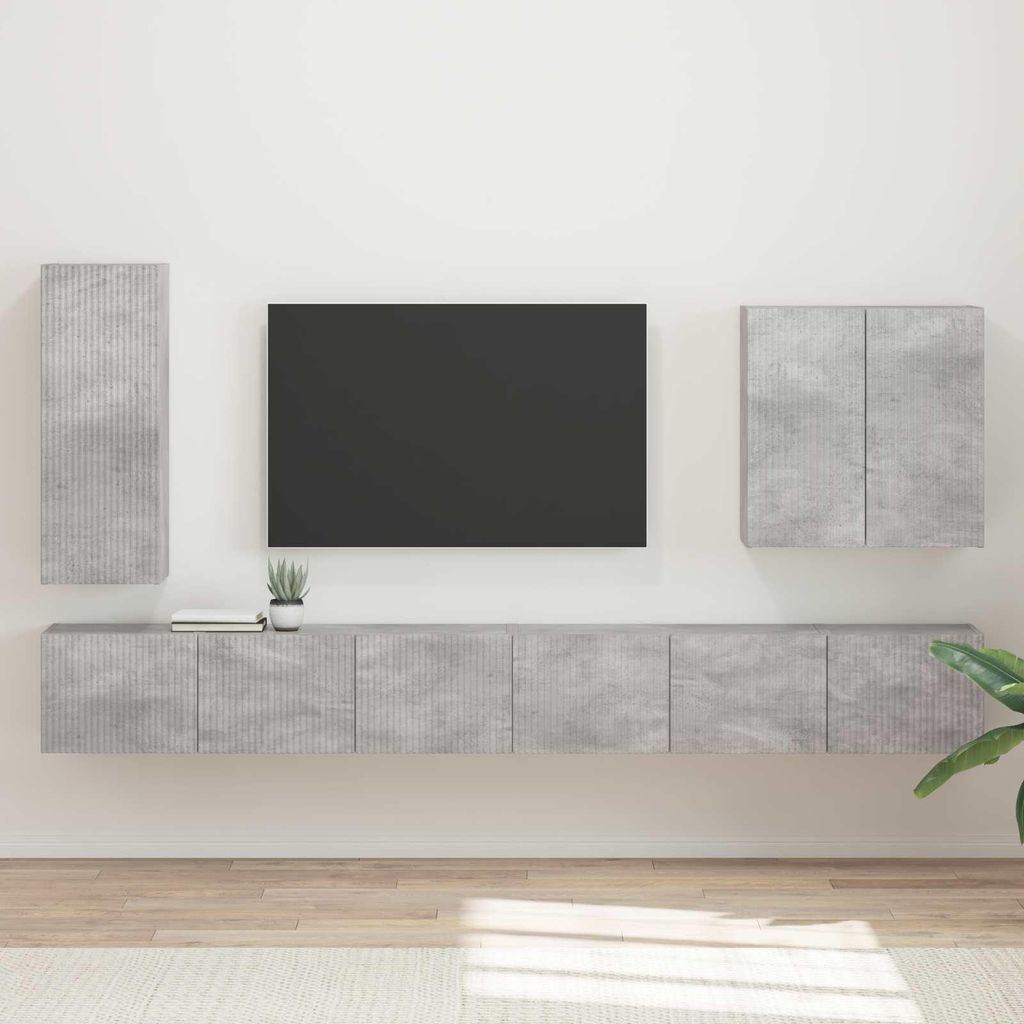 Maison Exclusive - TV-Wandregal-Set Wandmontiert 6 pcs Beton Grau