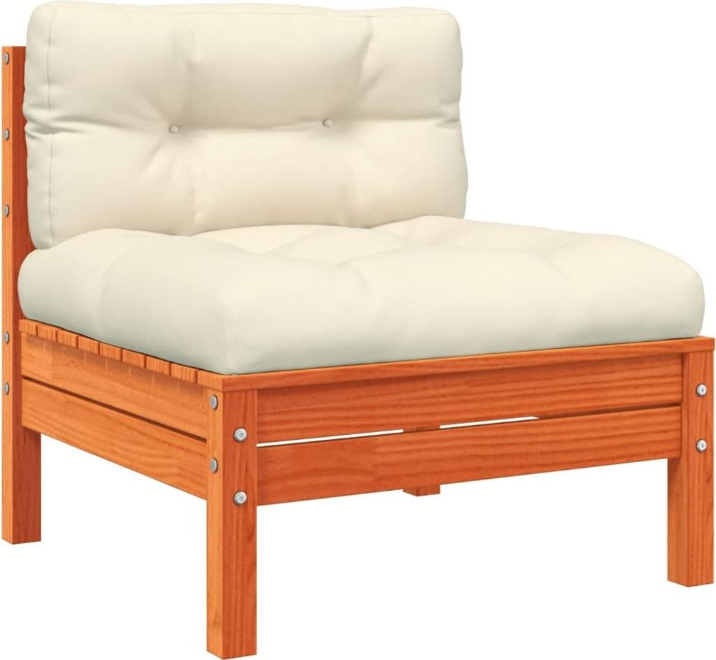 vidaXL Gartensofa ohne Armlehnen mit Kissen Wachsbraun Produktbild 