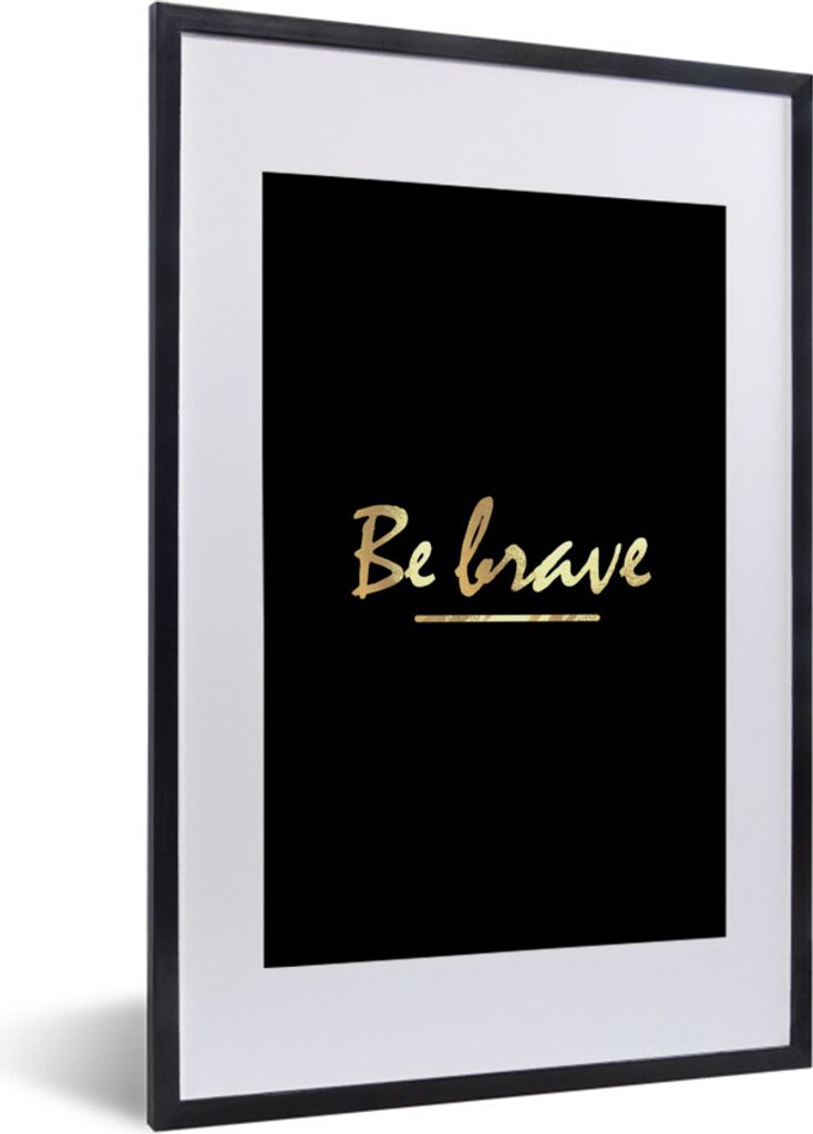MuchoWow Gerahmtes Poster Zitate - Gold - Schwarz 40x60 cm - Poster mit Schwarzem Bilderrahmen Wandposter Rahmen Foto Bilder - Poster in Rahmen